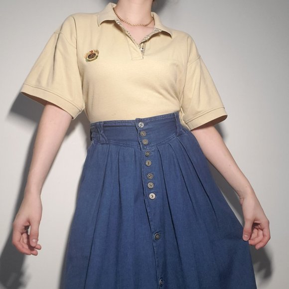 Burberry Tops - Vintage Burberry London authentic 90s cream beige button-up polo with embroidery